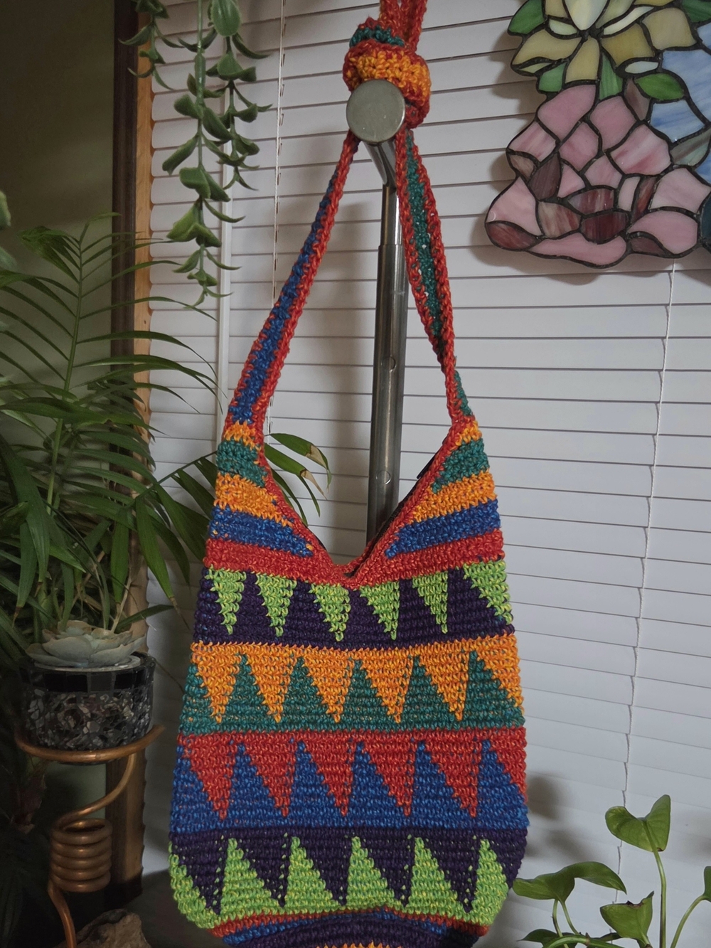 Handmade Vibrant Multicolor Crochet Crossbody Bag